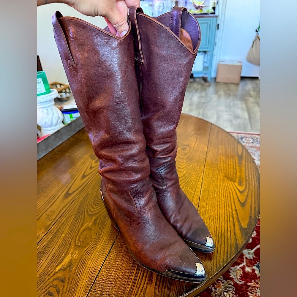 FRYE faye western boots- burgundy